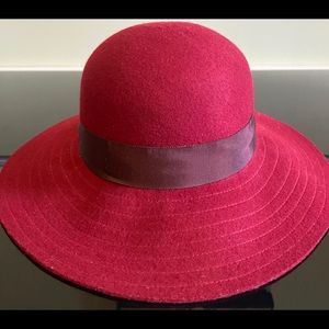 Luck Brand Burgundy Floppy Hat With Brown Sash